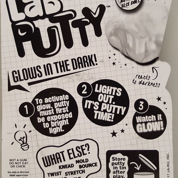 LAB PUTTY - Glows In The Dark by Ja-Ru w/ Storage Tin - Picture 4 of 5
